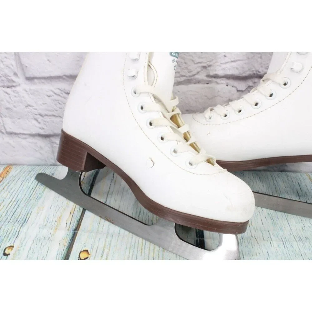 Glacier 120 by Jackson White Leather Lace up Figure Ice Skates Size US 2 - Picture 8 of 10